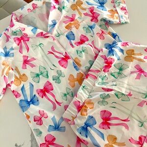 Bow Multicolor Satin Pajama Set